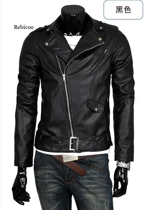 

Spring and Autumn Winter Men's Leather Jacket Slim Pu Washed Leather Coat Male Locomotive