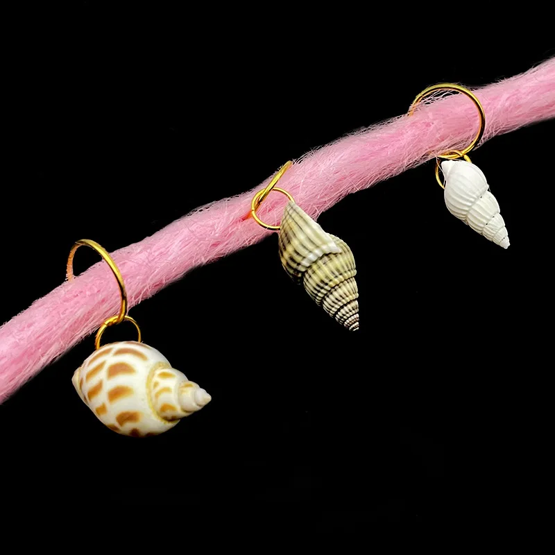 30pcs/set Natural Shell Snail Hair Braider Rings Charms Dreadlocks Hair Pendant Women Hairwear Headbands Hair Braids Clips 1611