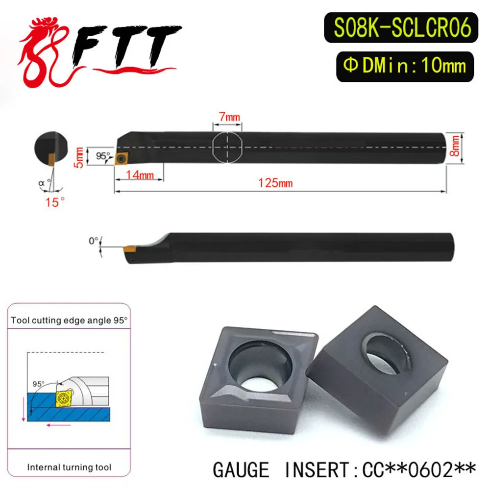 S08k sclcr06 kit de ferramentas, suporte de ferramenta de giro interno, barra de perfuração de torno, acessórios de máquina de perfuração de carboneto ccmt
