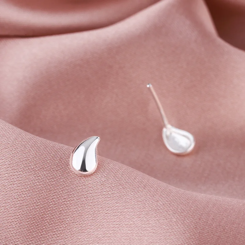 VENTFILLE 925 Sterling Silver Geometric Oval Earrings For Women Water Drop Shaped Personality Jewelry Creative Trendy 2021 New