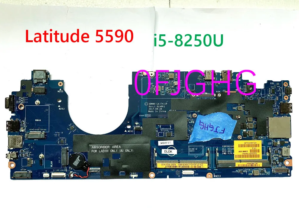 

Высокое качество для ноутбука Dell Latitude 5590, материнская плата LA-F411P CN-0FJGHG i5-8250U, 1,6 ГГц, Intel, 100% протестирована, хорошая материнская плата