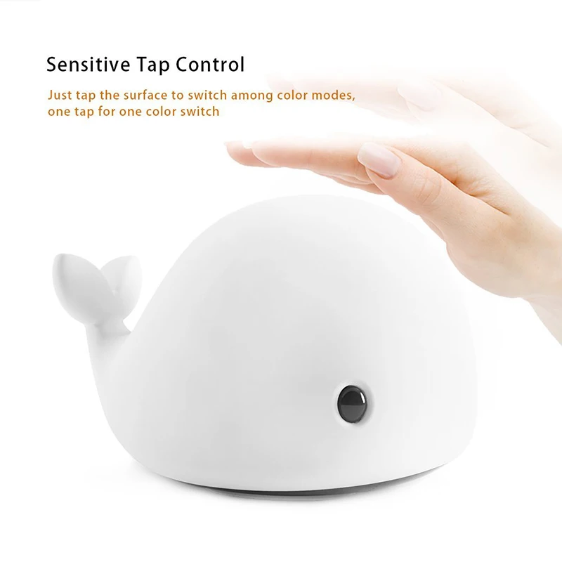 Cute Silicone Dolphin Night Lamp Multicolor Changing Touch Table Light Baby Bedside Sleeping Lamp Children Kids Gifts Room Decor