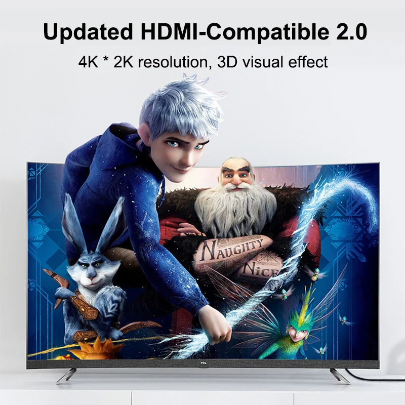 كابل Aux متوافق مع HDMI 4K 1080p 2.0 1.4 ، لجهاز PS4 ، Apple ، TV ، الكمبيوتر الشخصي ، صندوق التبديل ، موسع ، جهاز عرض ، شاشة فيديو 60 هرتز