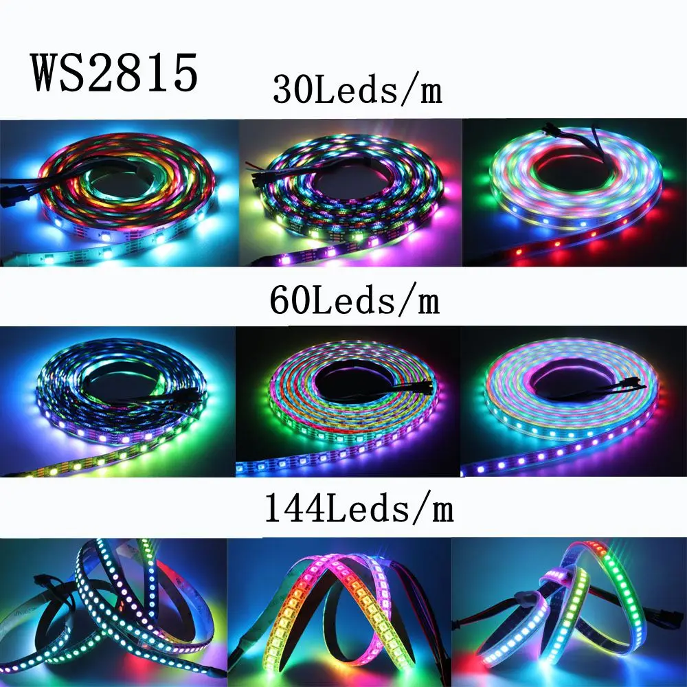 스마트 RGB LED 스트립, WS2813(5V)WS2815(12V) WS2812B 업데이트, 개별 주소 지정 가능 듀얼 신호, m 당 30 개, 60 개, 144 개 LED