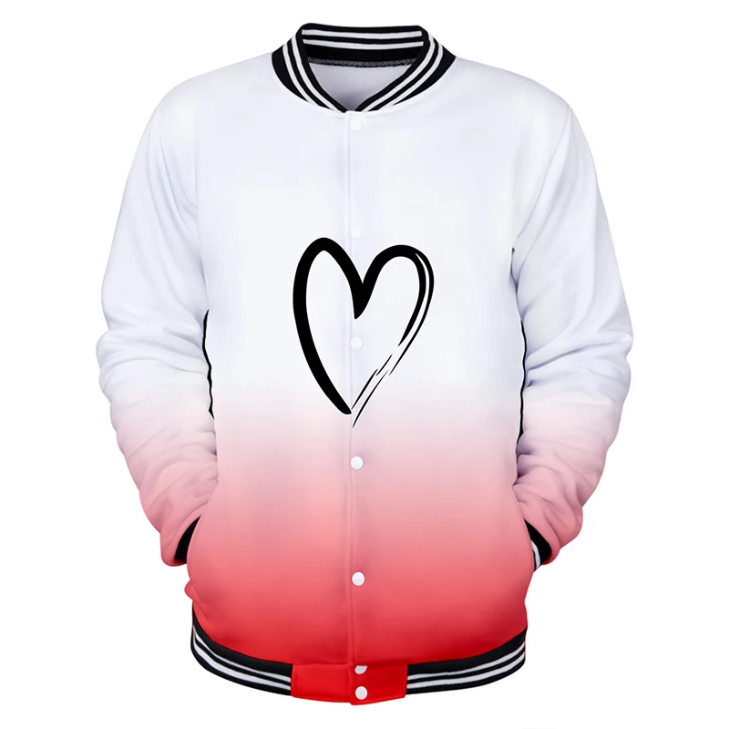 Candy Colors Love Heart Cool 3d Baseball Jacket Coat Men Women Hoodie Sweatshirts Long Sleeve Pocket Button Hoodies Jackets Tops