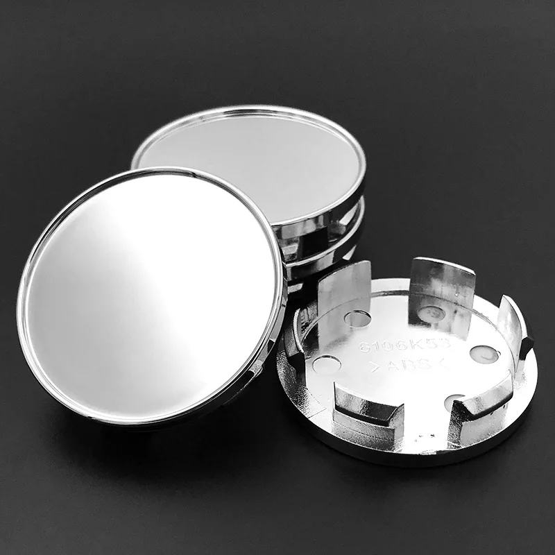 4PCS Modified 53MM Fit 50mm Flat Logo Car Wheel Center Cap Rim Hub Dustproof Cover Silver Black ABS Plastic