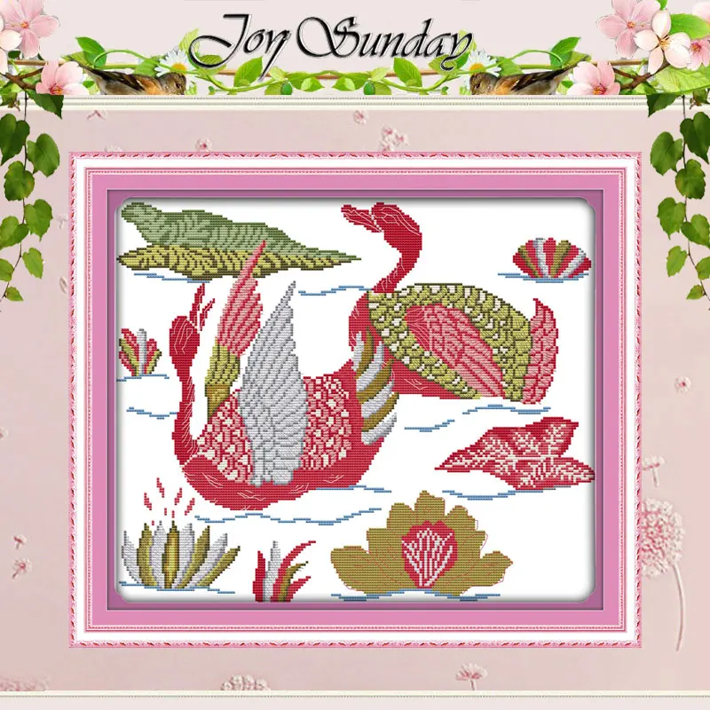 Two Swimming Goose Patterns Counted Cross Stitch Set DIY 11CT 14CT 16CT Stamped DMC Cross-stitch Kit Embroidery Needlework Craft