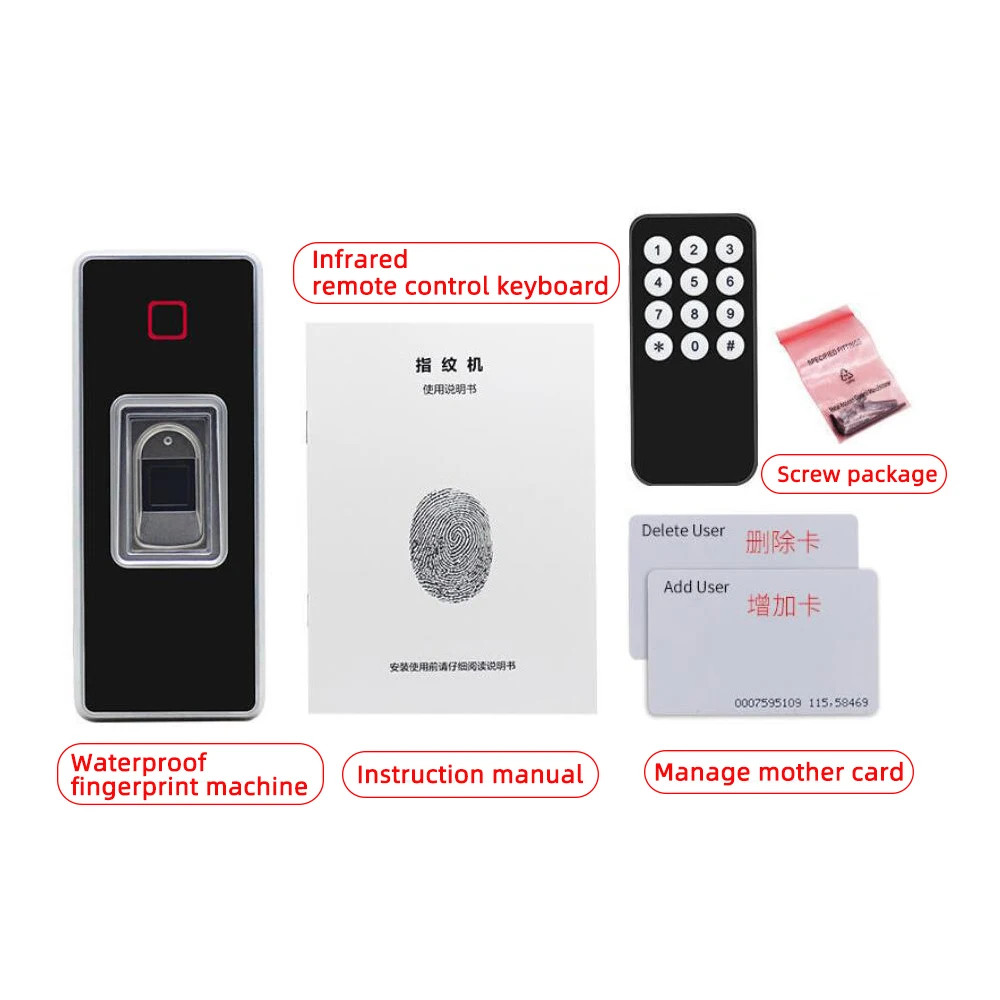 F6 Waterproof Metal Case RFID ID EM Standalone Access Controller 500 Users 200 Fingerprint Access Control System