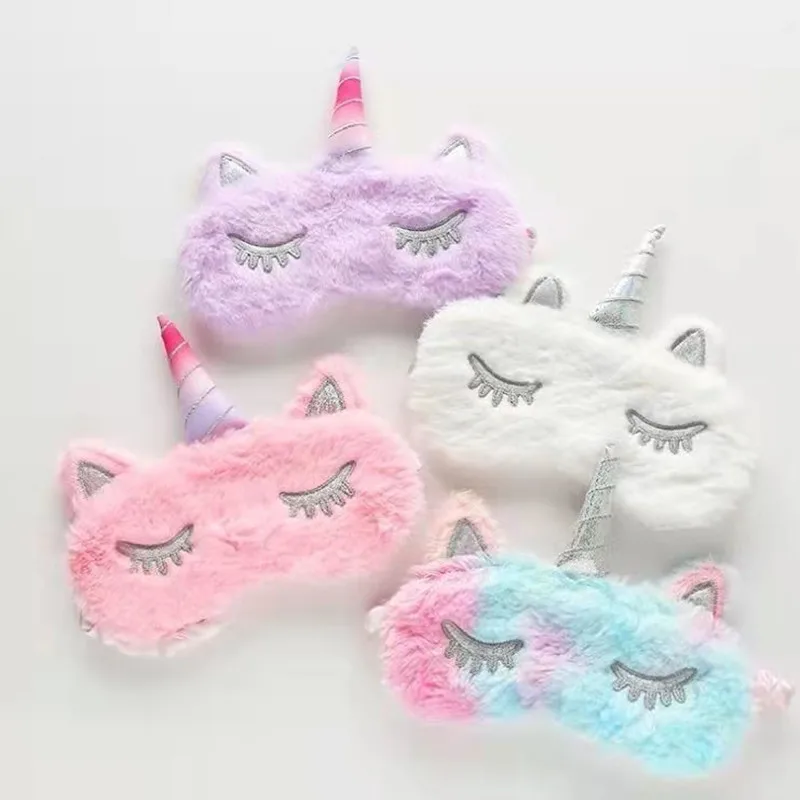 Silver Unicorn Sleep Eye Mask Shade Nap Cover Blindfold Face Ice cream Shading Sleep Cotton Goggles Aid Relax Travel Eyepatch