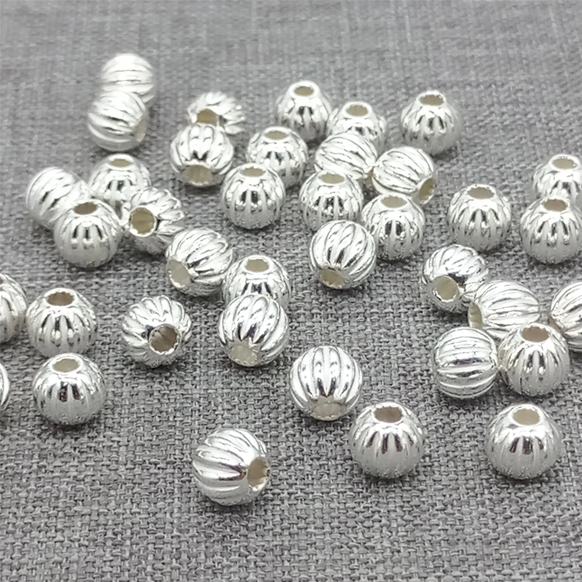 Proste koraliki faliste ze srebra próby 925 do bransoletki naszyjnikowej 3 mm 4 mm 5 mm