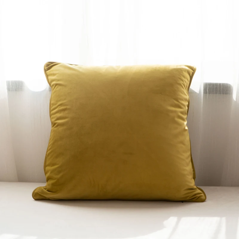 Soft Luxury Gold Velvet Cushion Cover Pillow Case Bed Sofa Pillow Cover Piping Design No Balling-up Without Stuffing