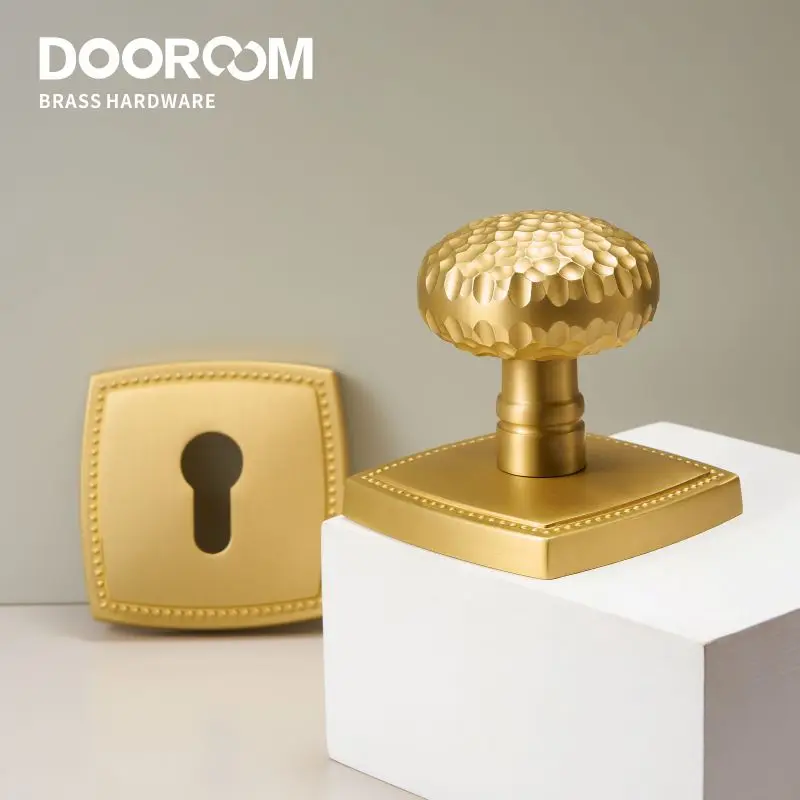 Dooroom Brass Door Lock Set Hammered Modern Bedroom Bathroom Double Lever Dummy Privacy Passage Hidden Handle Knob