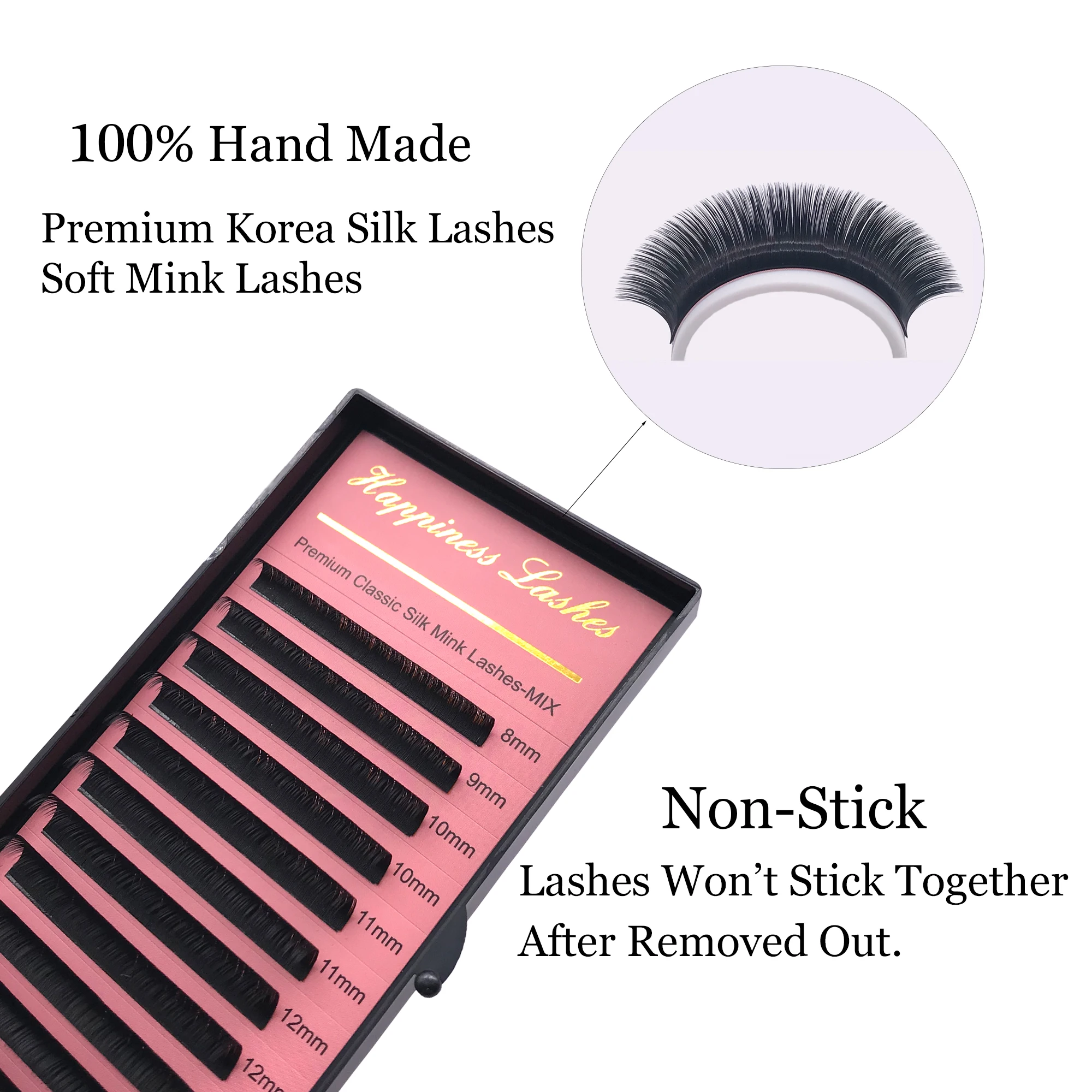 Premium Classic Eye Lashes 4กรณี/Lotยาวนุ่มธรรมชาติแต่ละสีดำMink Silk Eyelashแต่งหน้าสำหรับsalon