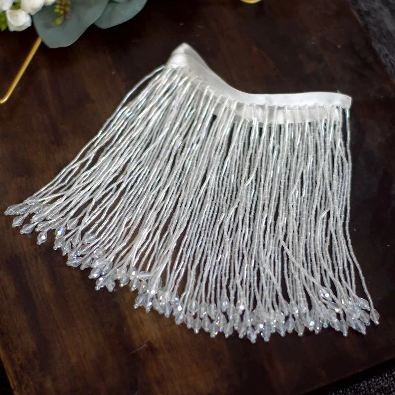 1 yard argento perline frange nappa Trim perline di semi fatti a mano frange perline di semi di nappa frange mulino artigianato costumi decorazione,