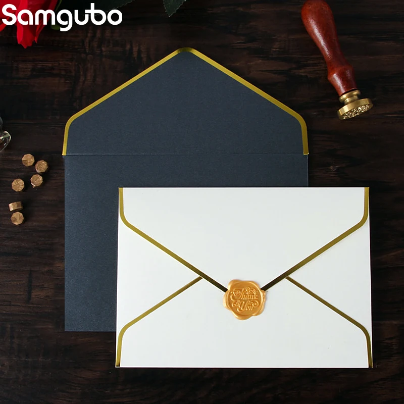 10pcs/set Retro Gold Stamping Envelopes Creative  European Business Envelope Letter Paper Envelope Wedding Invitation