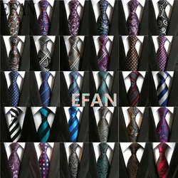 8cm Men's Ties New Man Fashion Neckties Corbatas Gravata Jacquard Silk Tie Business Green Purple Navy Gray Gold Blue Tie For Men