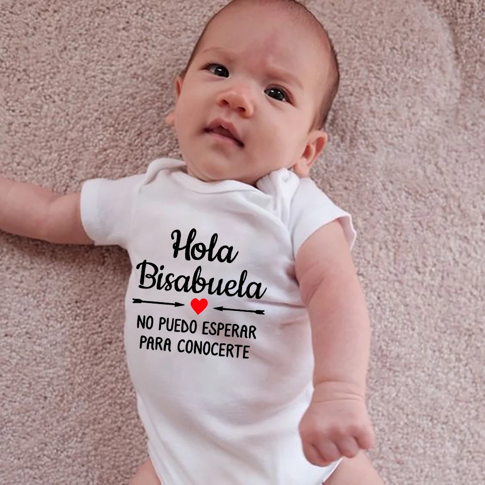 Hola Bisabuela mono español para recién nacidos, monos para bebés, niños, niñas, recién nacidos, Ropa para gatear, Ropa de embarazo, revelar a la