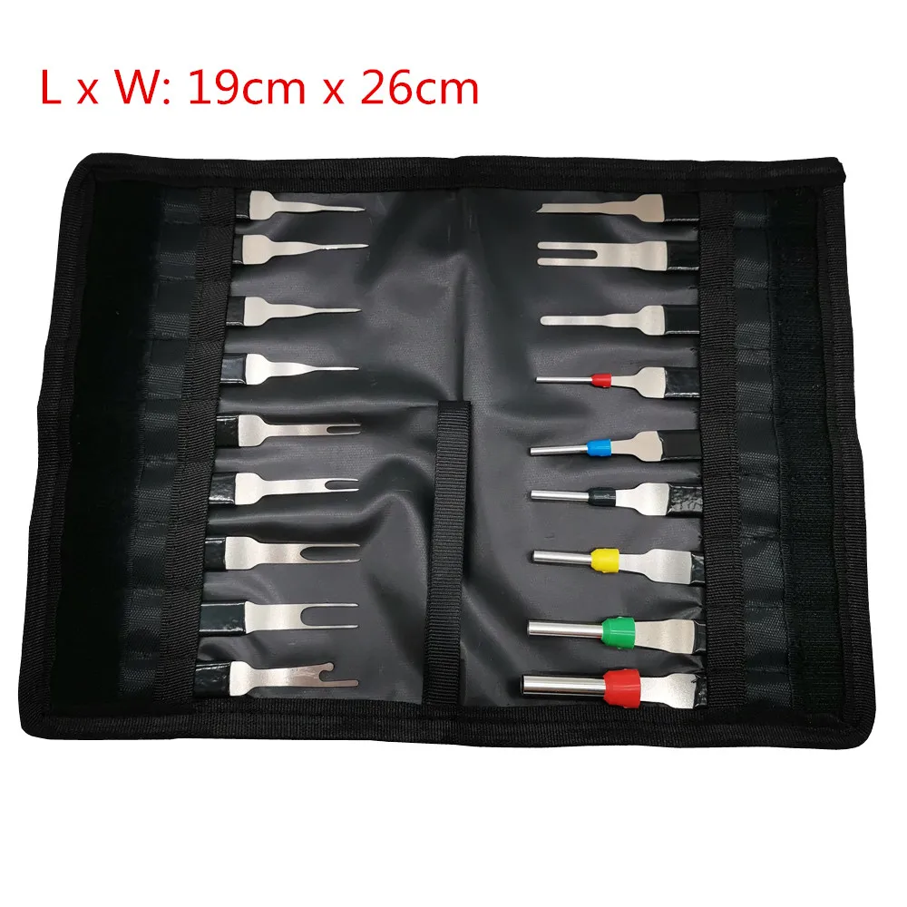 18pcs Terminal Removal Tool Kit Pin Needle Retractor Pick Electrical Wire Plug Puller Cloth Bag Repair Hand Tools Kit