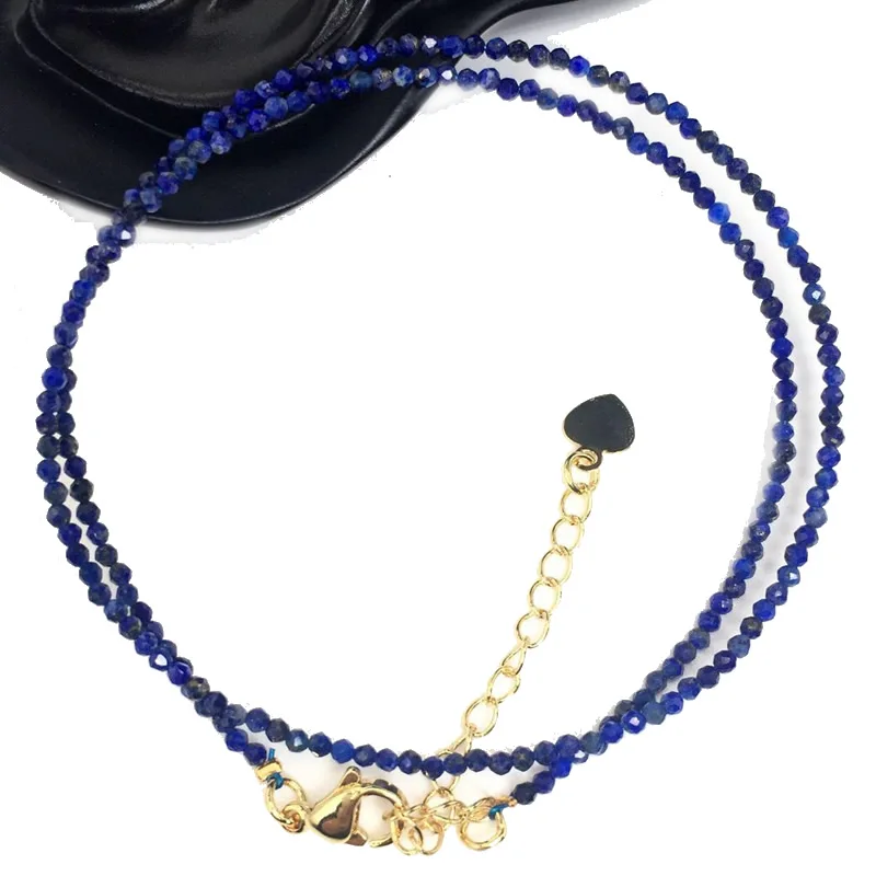 Natürliche Stein Perlen Halsketten 2MM Kleine Größe Facettierte Runde Quarts Turmalin Mini Perlen Halsketten Für Frauen Schmuck Geschenke – Detail 4