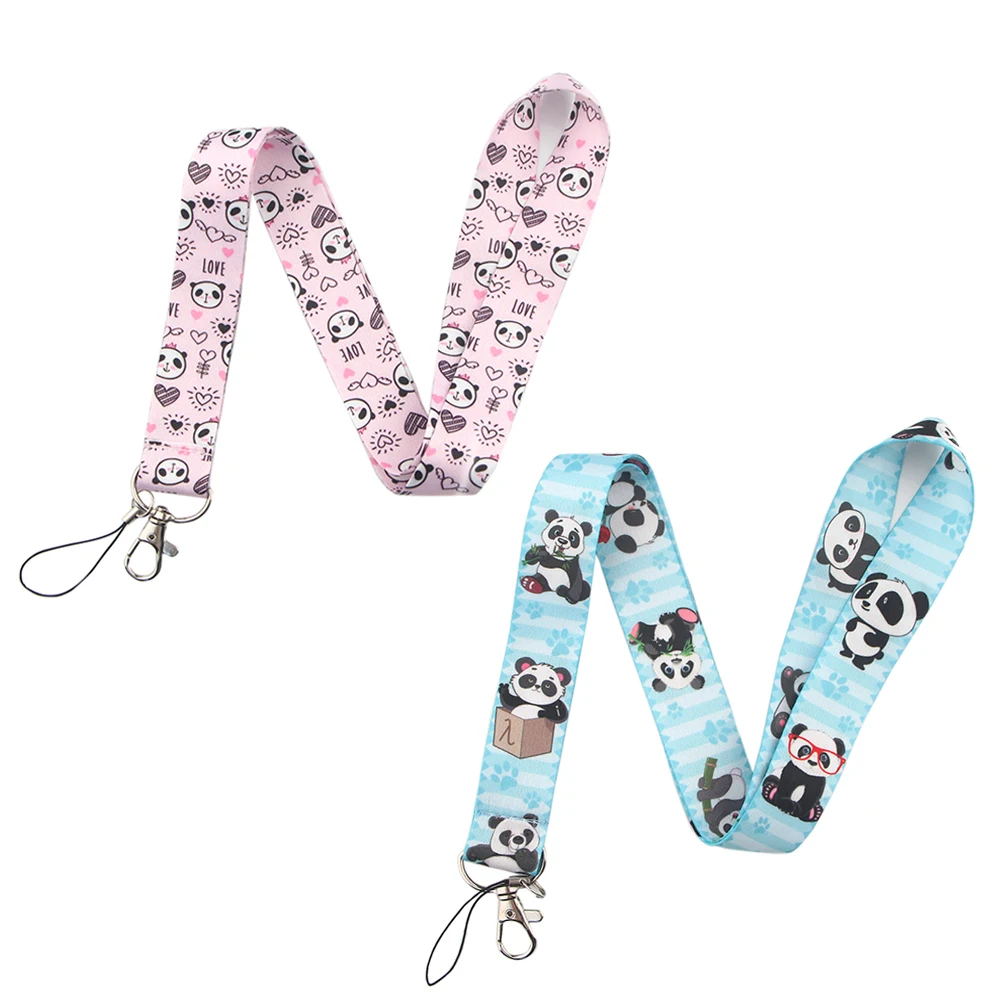 YL885 Cute Panda Lanyard Car Keychain Personalise Office ID Card Pass Gym Mobile Phone Key Ring Badge Holder Accessories