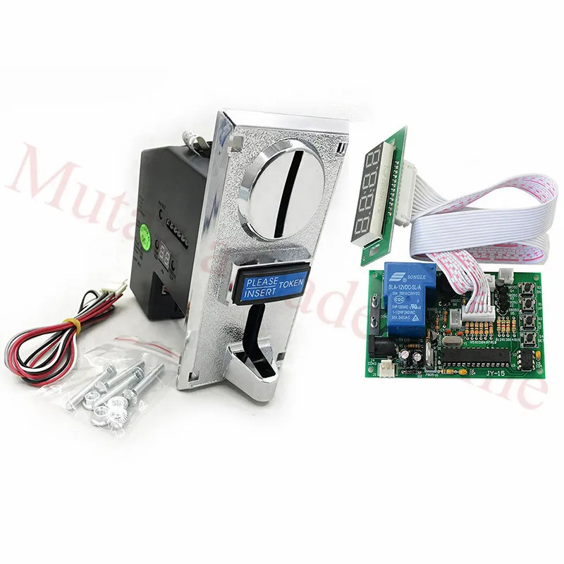 

JY-15B Timer Control Board Time Controller PCB with 6 kind Coin Acceptor for Arcade Machine Massage Chair with 40cm White Lead