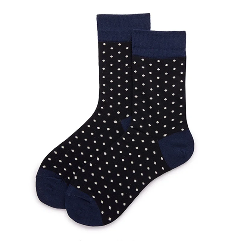 Fashion Dot Cotton Men\'s Socks Long Stripe Crew Socks Man Business Casual Happy Socks Calcetines Mujer