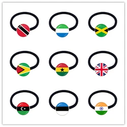 Trinidad,Sierra leone,Jamaica,Guyana,Ghana,UK,Libya,Estonia,India National Flag Elastic Hair Bands Accessories Jewelry For Wonen