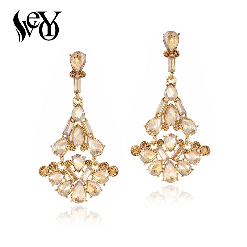 VEYO Luxury Crystal Rhinestone Long Drop Earrings Wedding Party Earring for Woman Fashion Jewelry Brincos