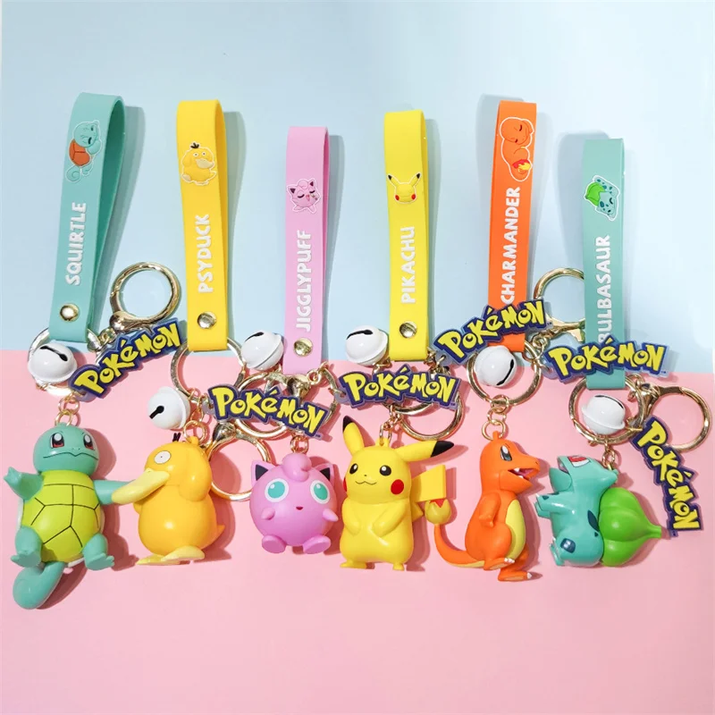 

Genuine Pokemon Pikachu Keychain Cute Cartoon Creative Pendant Toy Charmander Bulbasaur Squirtle Ornaments Doll Model Kids Gift