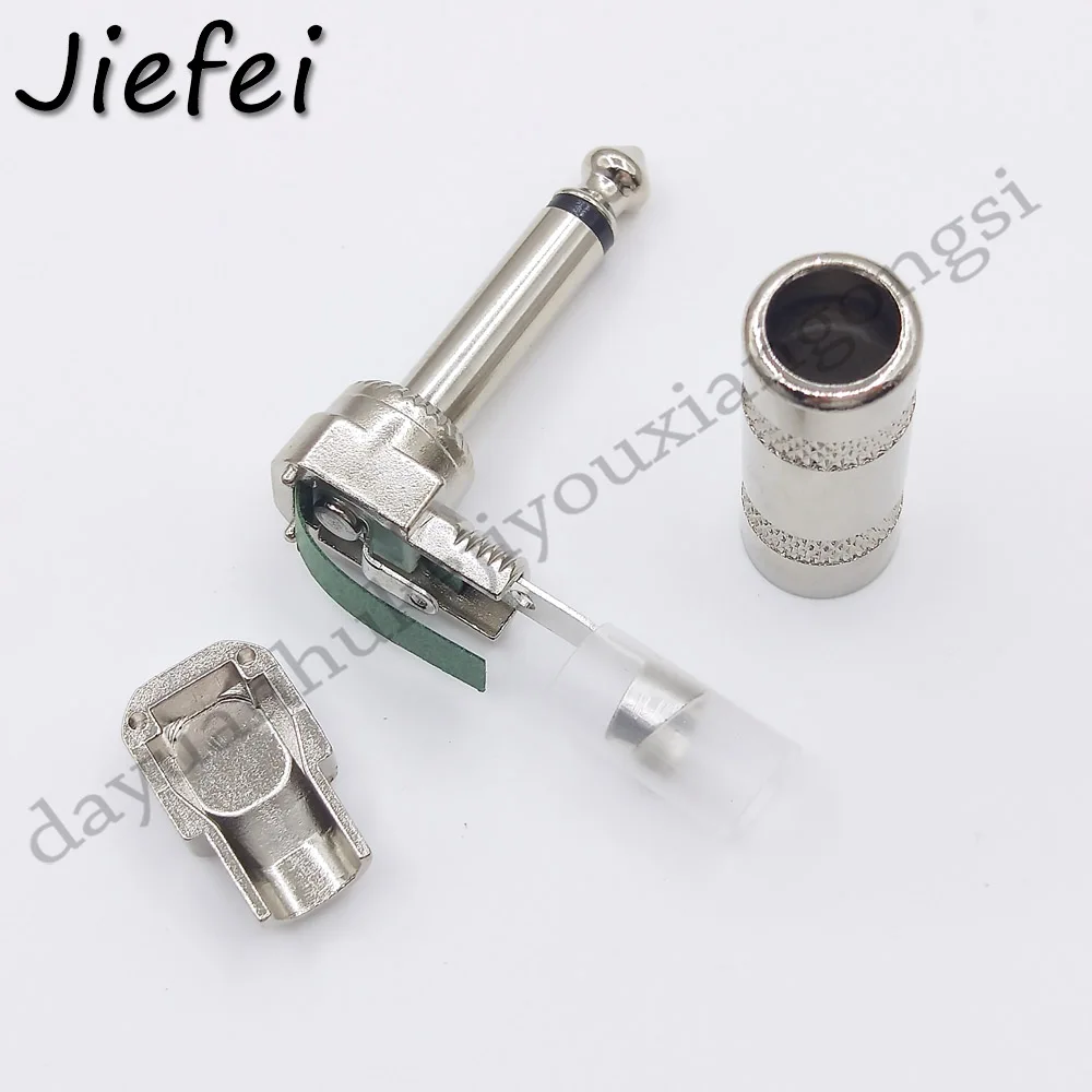 1Pcs Brass 6.35mm Jack Microphone plug Connector Right Angle Male Assembly 6.3mm mono / stereo Nickle plating Audio Plug