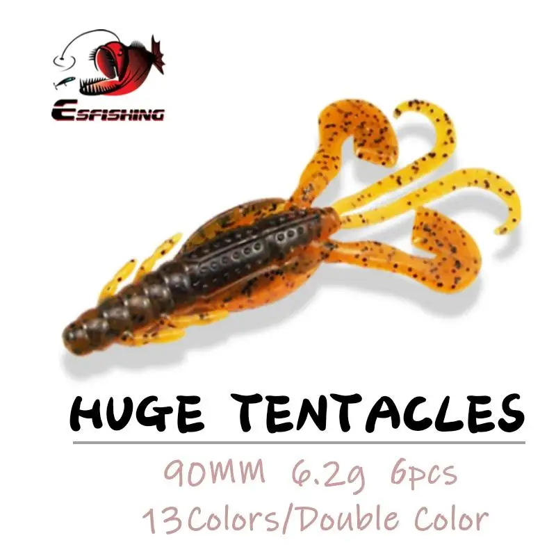 

ESFISHING Soft Silicone Bait Huge Tentacles Craw 90mm Simulation Iscas Artificial Lure Sea Fishing Tackle Sinking with Salts