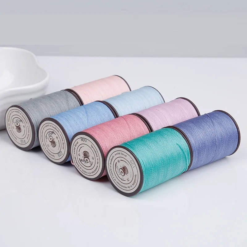 Fil Ciré Pour Cuir 160m 0.45mm Fil Polyester Fil Cuir Couture Rond Fil Ciré Cordon Cire Fil Bricolage Artisanat Art Artisanat(Noir Fil Noir Couture