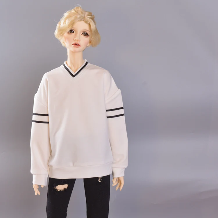 

BJD doll clothes suit 1/3 size 1/4 size Uncle size versatile V neck simple hoodie long sleeve top 3 colors for doll accessories