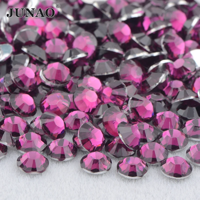 JUNAO 4mm 5mm 6mm Bulk Package Glittler Transt Pink AB Resin Rhinestone Applique Flatback Crystal Non Hot Fix Strass For Nails