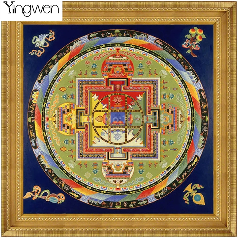 Full Mosaic Pattern Tibet Thangka Mandala 5D DIY Diamond Art Embroidery Diamond Painting Cross Stitch Kits Home Decoration Gift