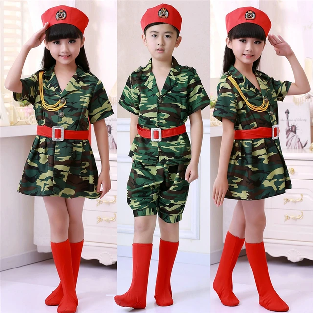 Boys Girls Camouflage Soldier Clothing Kids Army Military Uniform Party Kindergarten School Performance Dance Cosplay Costumes AliExpress