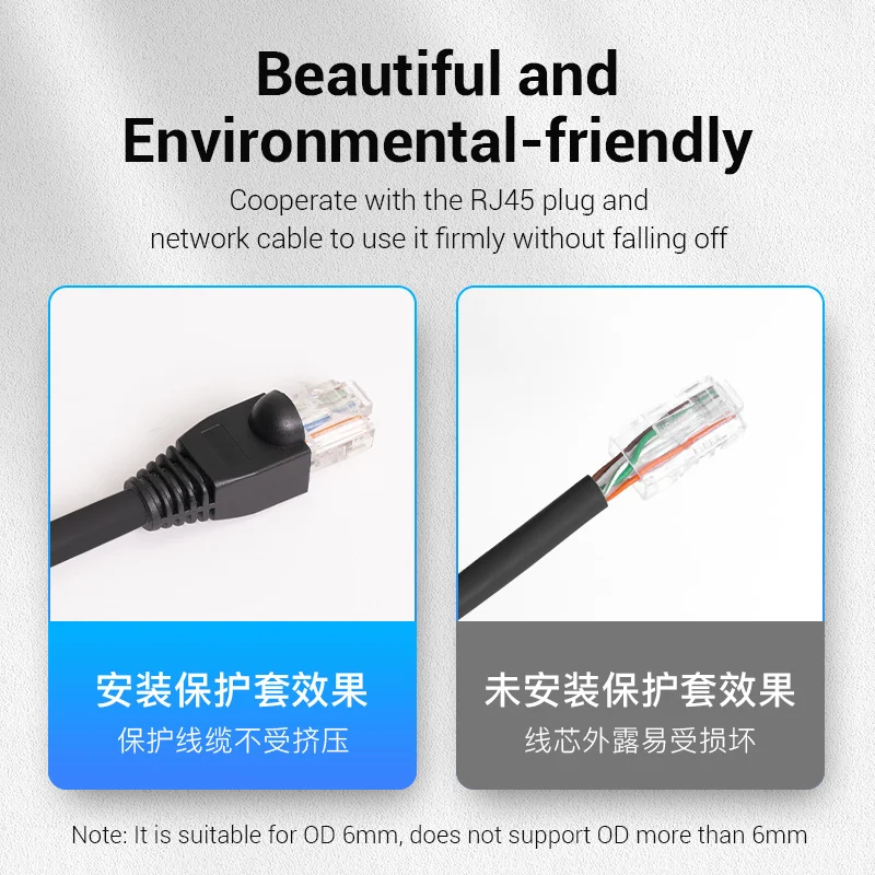 Vention RJ45 Connector RJ45 Strain Relief Boots Cat6 A Cat6 RJ45 Ethernet Connector Boots Plug Cover 50PCS RJ45 Boots Cap Cover