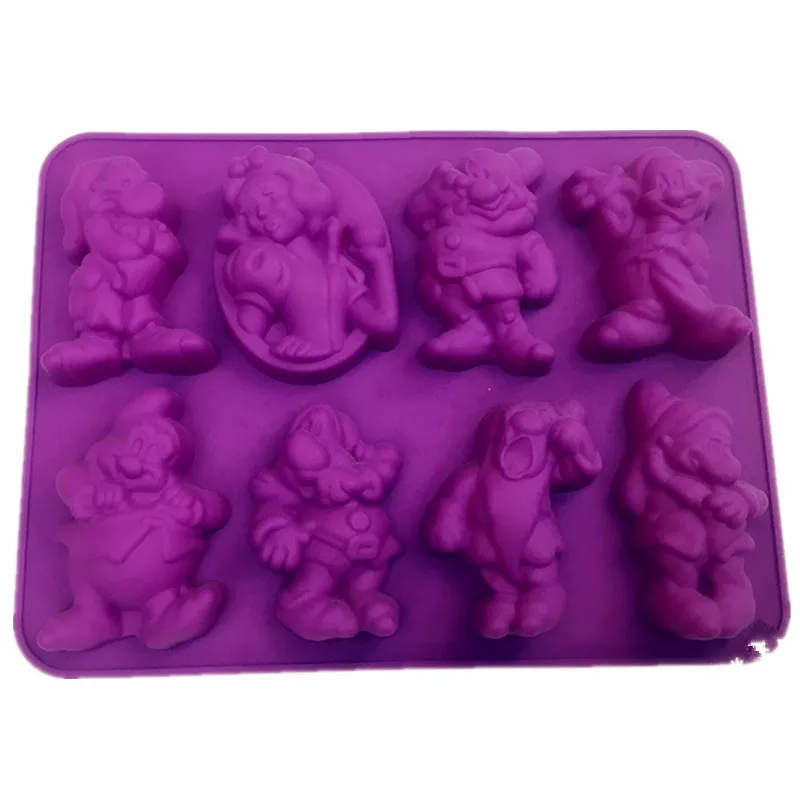 

Snow Princess and Seven Dwarfs mould Silicone mold Birthday Cake Pan Bakeware Mold Fondant DIY Cake Decorating Baking Tools