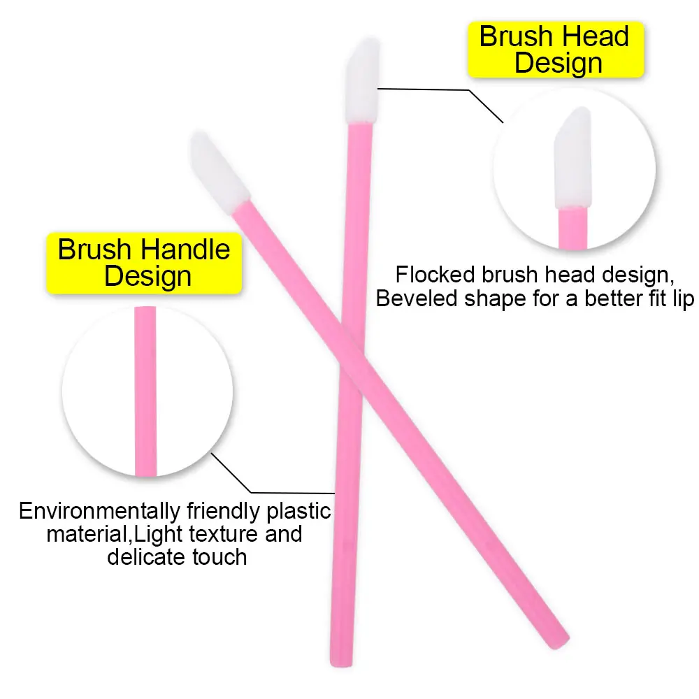 Escova descartável para os lábios 50 peças, aplicadores de batom rímel varinhas de cílios extensão de cílios pincéis acessórios para mulheres