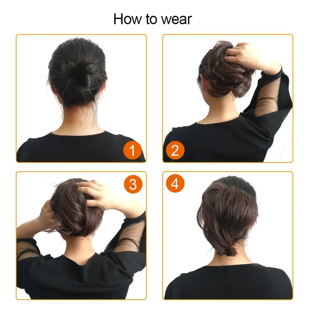 Chignon désordonné synthétique, chouchou, matut, effiloché, flexible, chignon droit, accessoire de perruque, chignon Updo