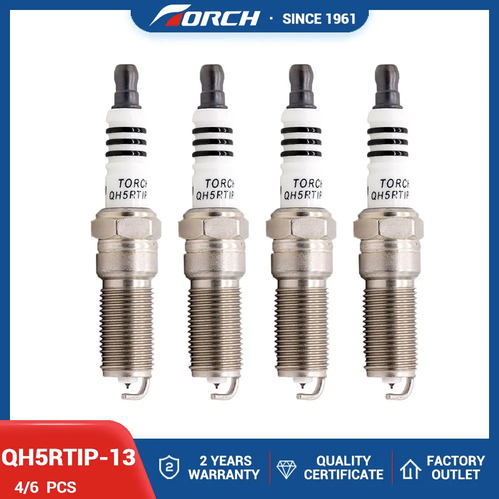

4-6PCS Iridium Platinum Spark Plugs TORCH QH5RTIP-13 Replace for Candles MAZDA LFG1-18-110 L3Y2-18-110 FORD 1379739 GM 92220447