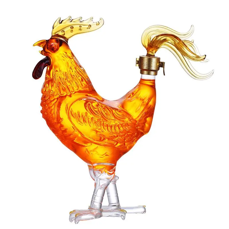 

750ML Top Quality Creative Animal Chicken Shaped Whiskey Decanter 500ML Home Bar Glass Decanter For Liquor Scotch Bourbon