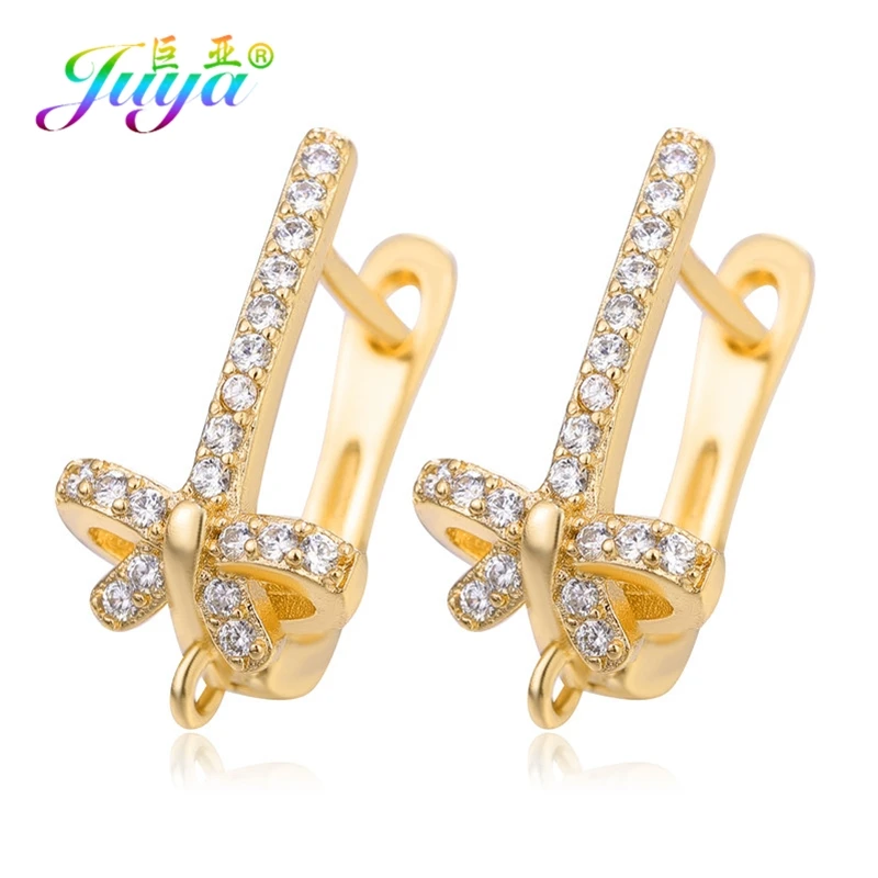 Juya DIY Edlen Schmuck Material Liefert Handgemachte Earwire Gold/Silber Farbe Ohrring Haken Zubehör Für Luxus Ohrringe Machen