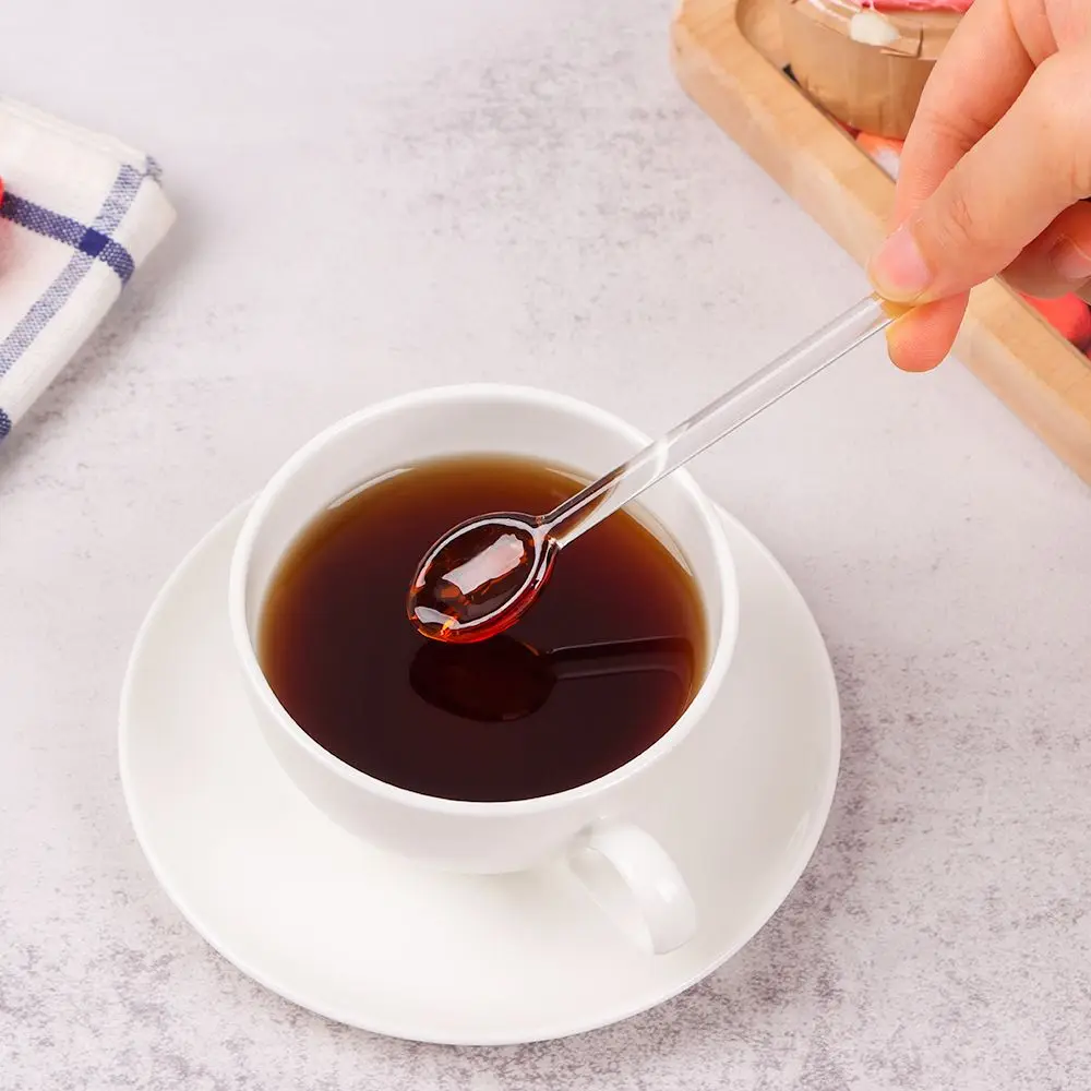 New Colorful Tableware Glass Long Handle Coffee Scoops Tea Spoons
