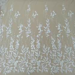 fashion leafs ivory lace fabric wedding gown dress lace 130cm width bridal lace sell by yard