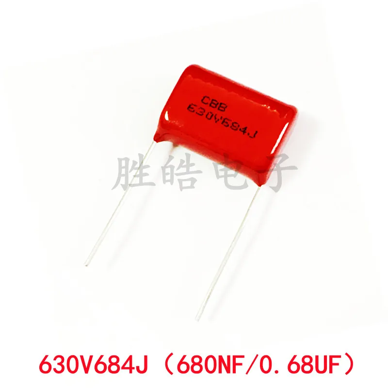 10PCS 630V684J High Quality 5% 0.68UF Pitch 20MM 684 630V 680nf CBB Polypropylene Film Capacitor