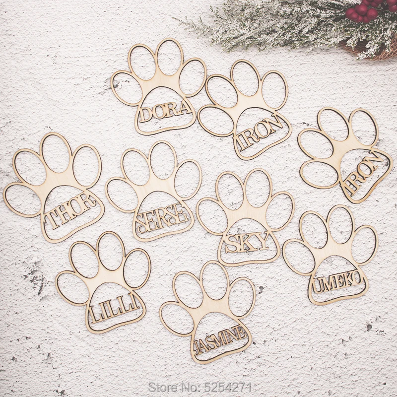 

Pet name ornament, Personalized dog wooden christmas gift, Pet paw name engrave, Xmas tree decoration, Custom wooden new year gi