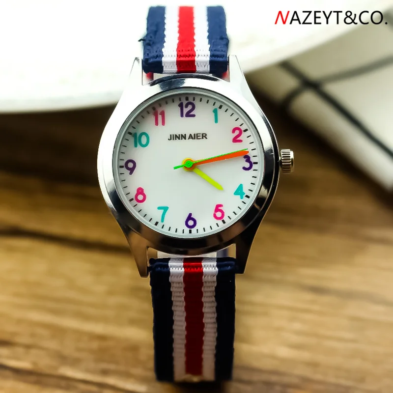 child wristwatch new fashion children sports watch boys girls simple design nylon wristwatch kids color no. scale quartz clock