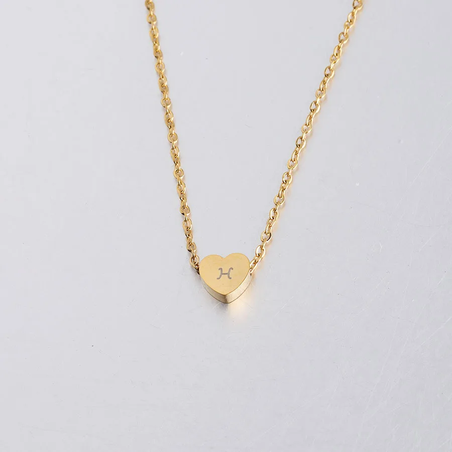 Fashion Jewelry Stainless steel uppercase letter heart bead Pendant Necklace women capital tag Necklace Love Gifts