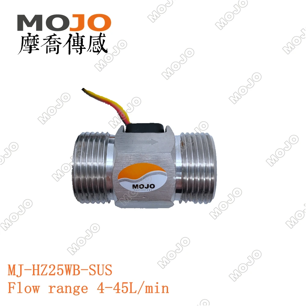 

MJ-HZ25WB-SUS G1" 4-45L/min SUS304 Water Flow Hall Sensor Switch Flow Meter DN25 For Industrial Turbine Flowmeter (5pcs/lots)